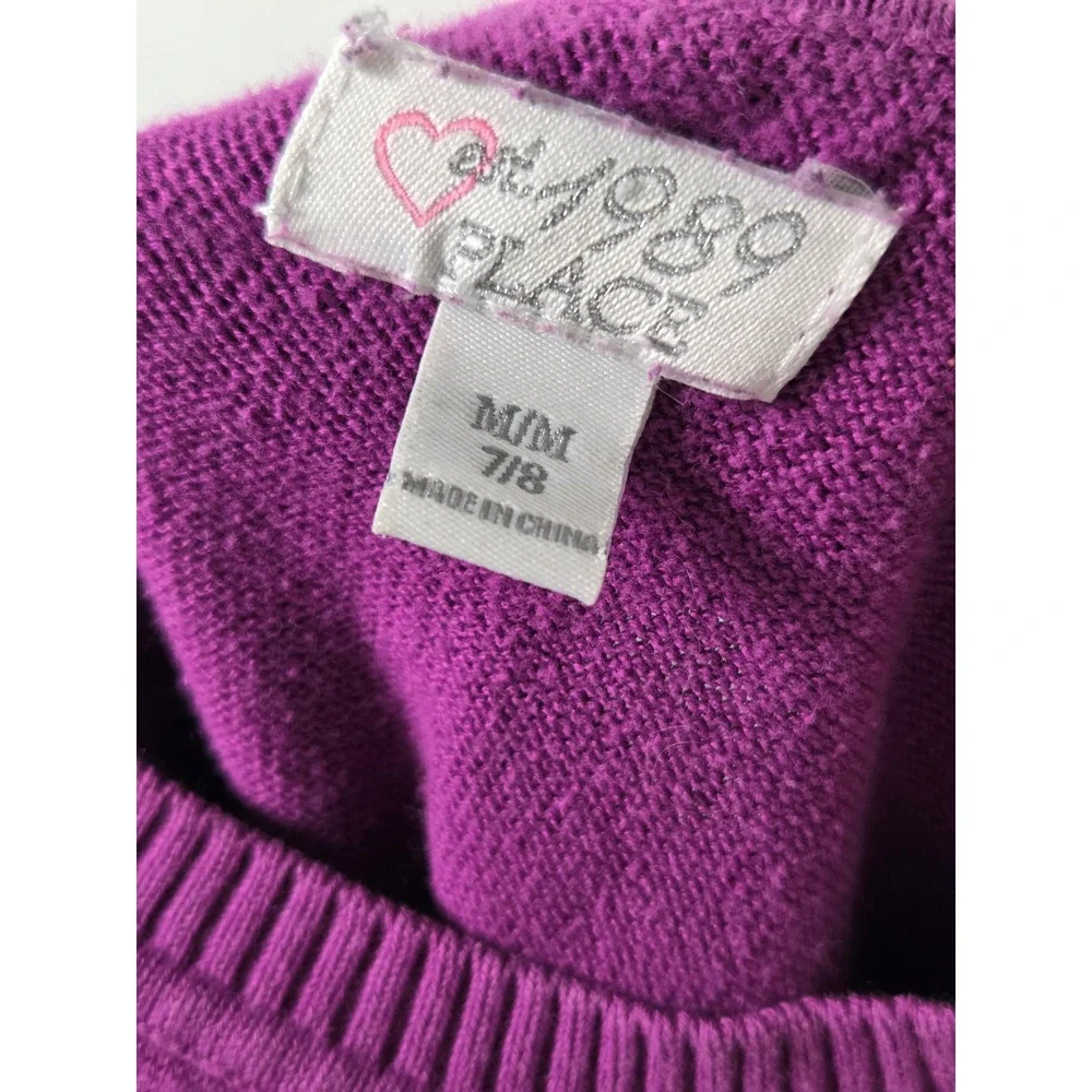 The Childrens Place Girls Purple Star Knit Sweater Size M 7/8 Pullover